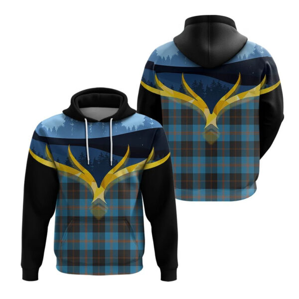 Garden Clan Hoodie, Scottish Tartan Garden Clans Hoodie Night of Deer Style - Image 3