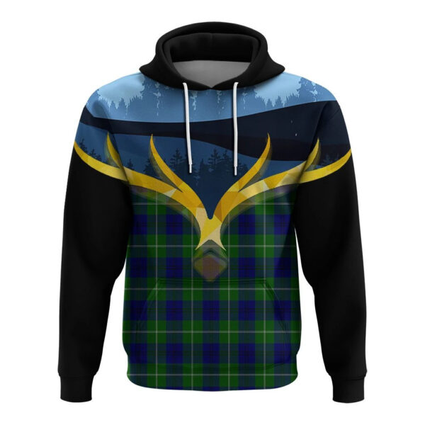 Oliphant Modern Clan Hoodie, Scottish Tartan Oliphant Modern Clans Hoodie Night of Deer Style