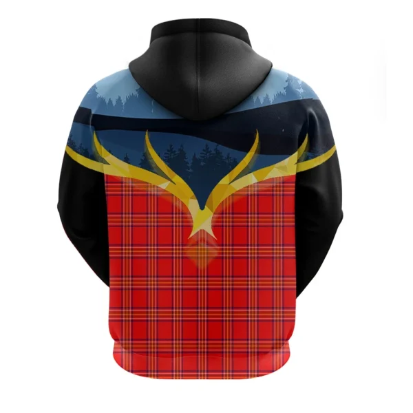 Burnett Modern Clan Hoodie, Scottish Tartan Burnett Modern Clans Hoodie Night of Deer Style - Image 2