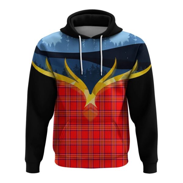 Burnett Modern Clan Hoodie, Scottish Tartan Burnett Modern Clans Hoodie Night of Deer Style