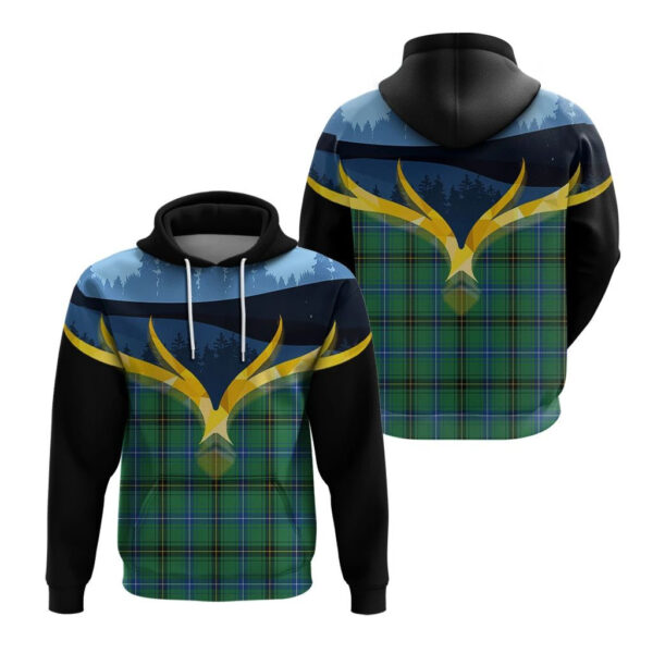 Henderson Ancient Clan Hoodie, Scottish Tartan Henderson Ancient Clans Hoodie Night of Deer Style - Image 3