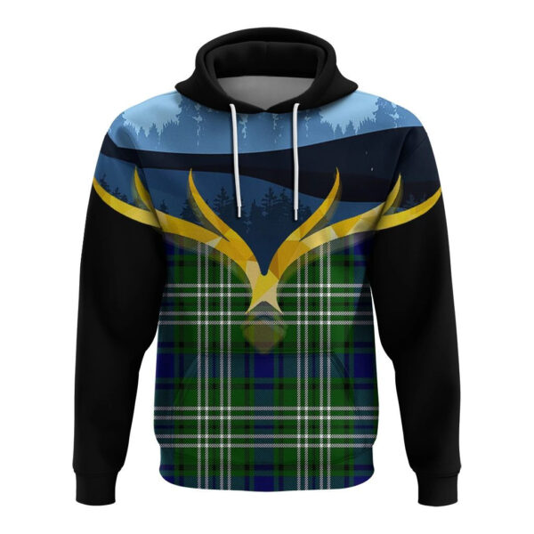 Purves Clan Hoodie, Scottish Tartan Purves Clans Hoodie Night of Deer Style