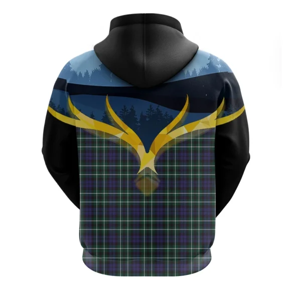 Graham of Montrose Modern Clan Hoodie, Scottish Tartan Graham of Montrose Modern Clans Hoodie Night of Deer Style - Image 2