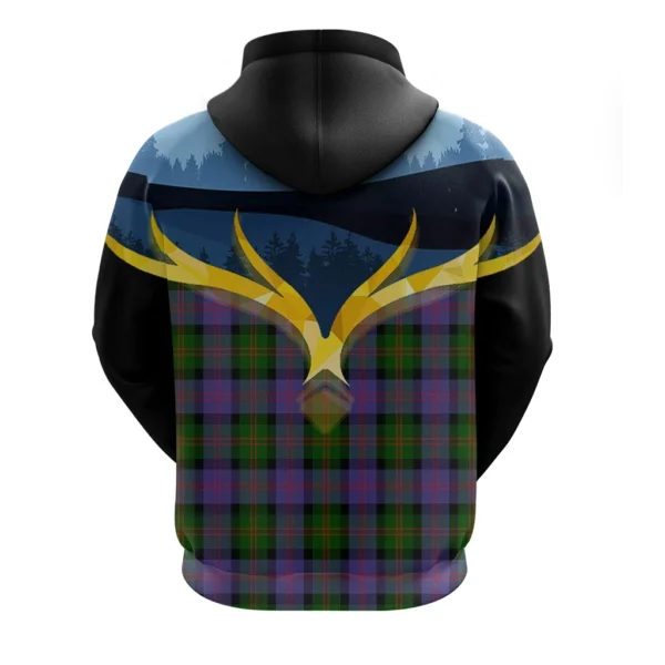 Blair Modern Clan Hoodie, Scottish Tartan Blair Modern Clans Hoodie Night of Deer Style - Image 2