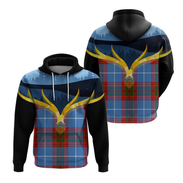 Spalding Clan Hoodie, Scottish Tartan Spalding Clans Hoodie Night of Deer Style - Image 3