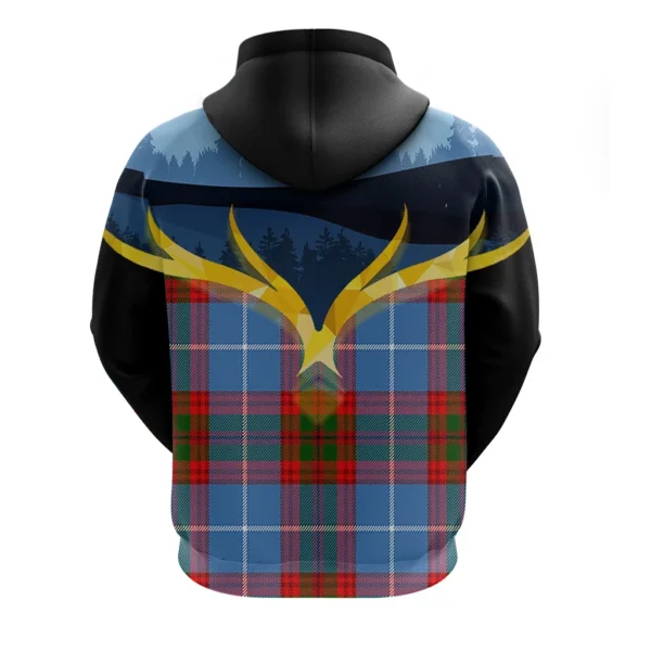 Pennycook Clan Hoodie, Scottish Tartan Pennycook Clans Hoodie Night of Deer Style - Image 2