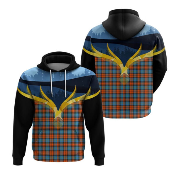 MacLachlan Ancient Clan Hoodie, Scottish Tartan MacLachlan Ancient Clans Hoodie Night of Deer Style - Image 3