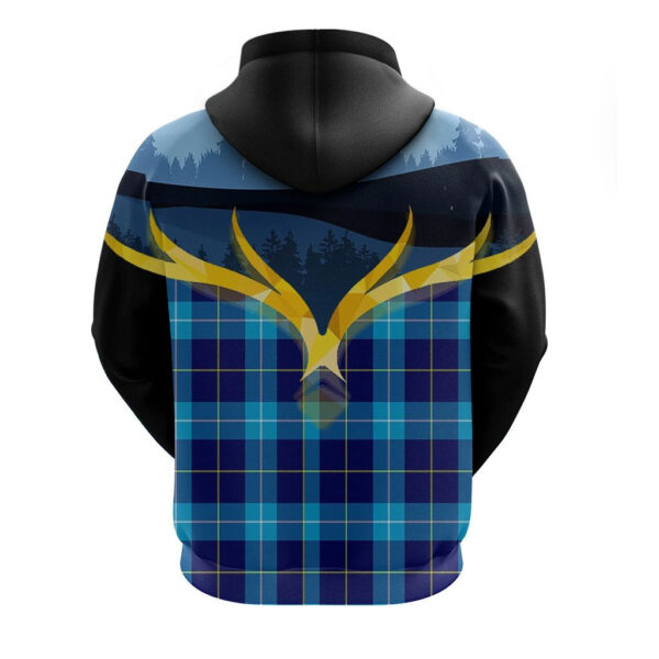 McKerrell Clan Hoodie, Scottish Tartan McKerrell Clans Hoodie Night of Deer Style - Image 2