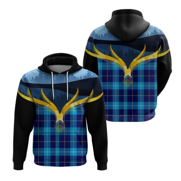 McKerrell Clan Hoodie, Scottish Tartan McKerrell Clans Hoodie Night of Deer Style - Image 3