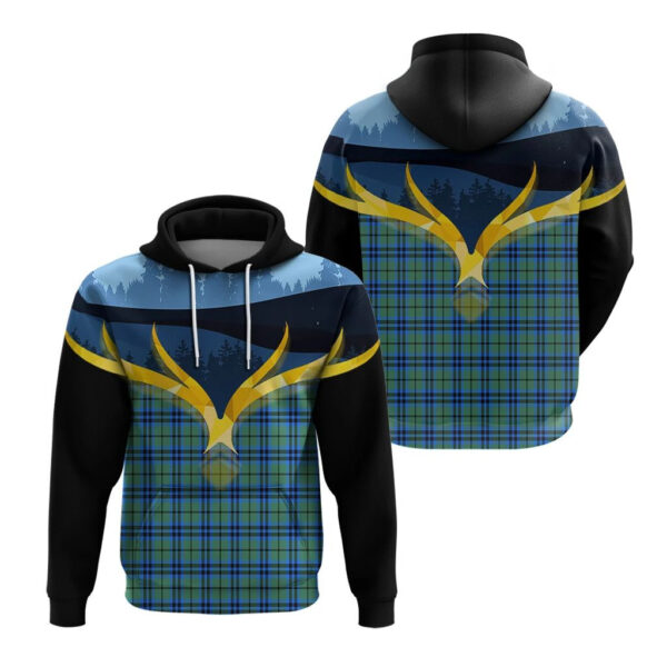 Falconer Clan Hoodie, Scottish Tartan Falconer Clans Hoodie Night of Deer Style - Image 3