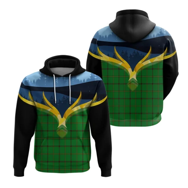 Don Clan Hoodie, Scottish Tartan Don Clans Hoodie Night of Deer Style - Image 3