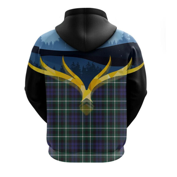 Allardice Clan Hoodie, Scottish Tartan Allardice Clans Hoodie Night of Deer Style - Image 2