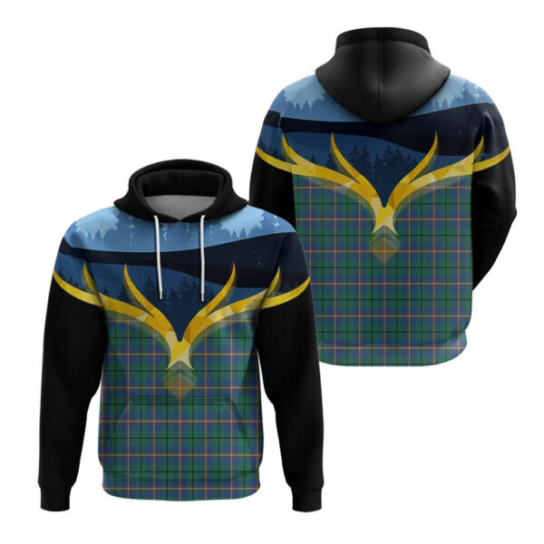 Carmichael Ancient Clan Hoodie, Scottish Tartan Carmichael Ancient Clans Hoodie Night of Deer Style - Image 3