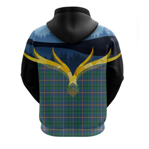 Carmichael Ancient Clan Hoodie, Scottish Tartan Carmichael Ancient Clans Hoodie Night of Deer Style - Image 2