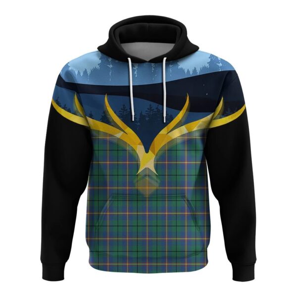 Carmichael Ancient Clan Hoodie, Scottish Tartan Carmichael Ancient Clans Hoodie Night of Deer Style