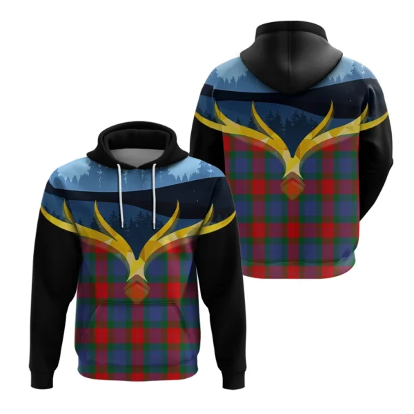 Mar Clan Hoodie, Scottish Tartan Mar Clans Hoodie Night of Deer Style - Image 3