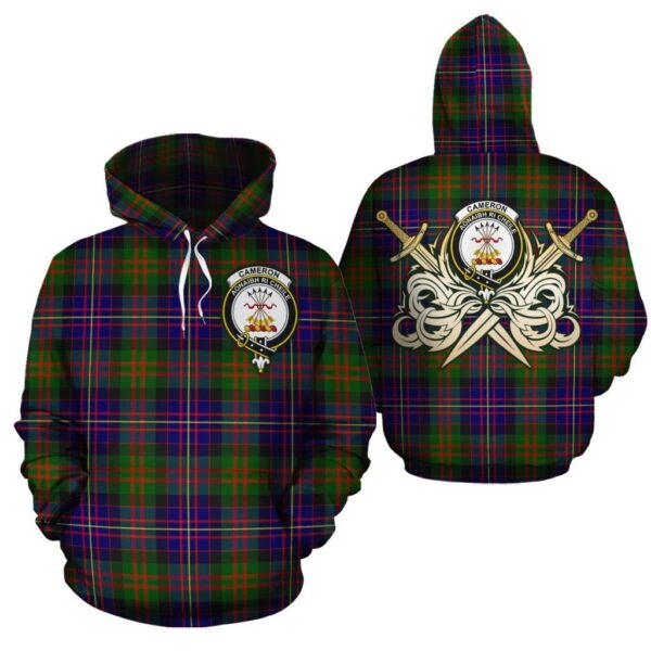 Cameron of Erracht Modern Clan Hoodie, Scottish Tartan Cameron of Erracht Modern Clans Hoodie Gold Thistle Style