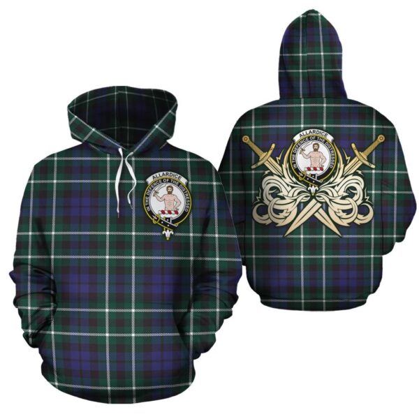 Allardice Clan Hoodie, Scottish Tartan Allardice Clans Hoodie Gold Thistle Style