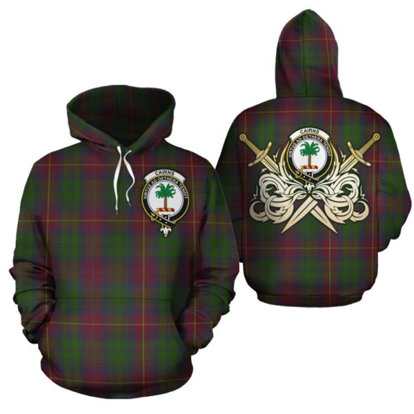 Cairns Clan Hoodie, Scottish Tartan Cairns Clans Hoodie Gold Thistle Style