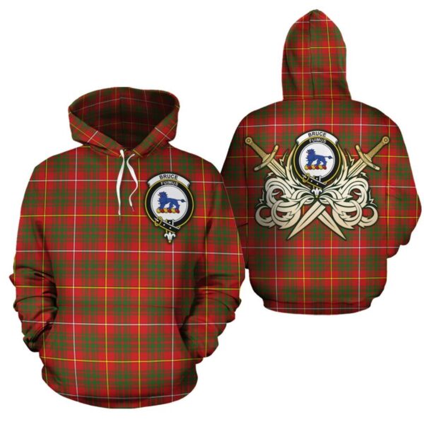 Bruce Modern Clan Hoodie, Scottish Tartan Bruce Modern Clans Hoodie Gold Thistle Style