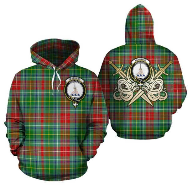 Muirhead Clan Hoodie, Scottish Tartan Muirhead Clans Hoodie Gold Thistle Style