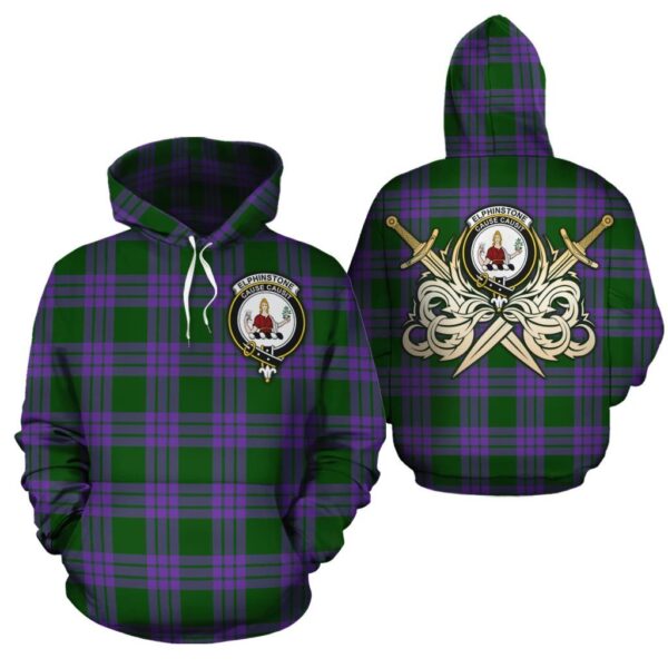 Elphinstone Clan Hoodie, Scottish Tartan Elphinstone Clans Hoodie Gold Thistle Style