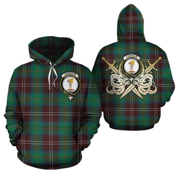 Chisholm Hunting Ancient Clan Hoodie, Scottish Tartan Chisholm Hunting Ancient Clans Hoodie Gold Thistle Style