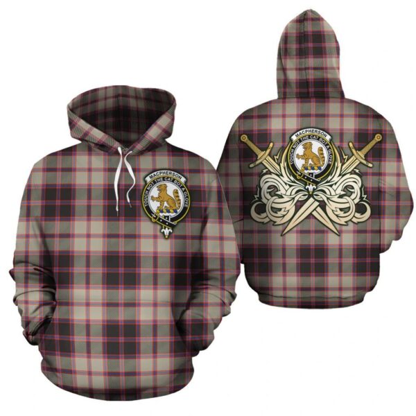 MacPherson Hunting Ancient Clan Hoodie, Scottish Tartan MacPherson Hunting Ancient Clans Hoodie Gold Thistle Style