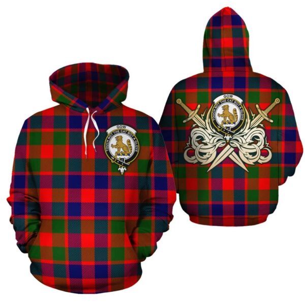 Gow of McGouan Clan Hoodie, Scottish Tartan Gow of McGouan Clans Hoodie Gold Thistle Style