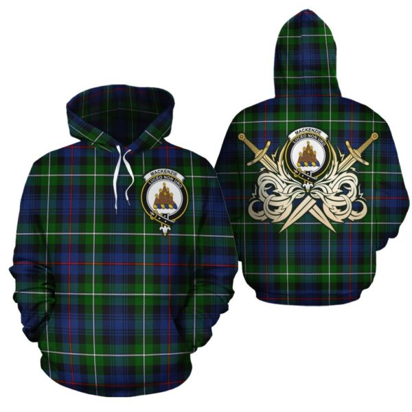 MacKenzie Modern Clan Hoodie, Scottish Tartan MacKenzie Modern Clans Hoodie Gold Thistle Style