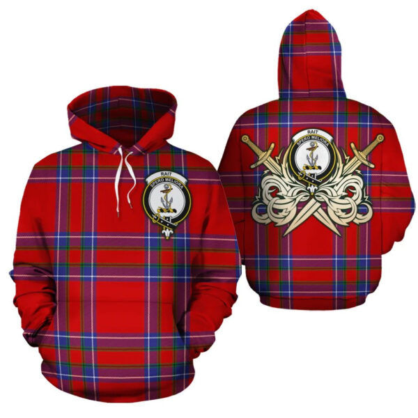 Rait Clan Hoodie, Scottish Tartan Rait Clans Hoodie Gold Thistle Style