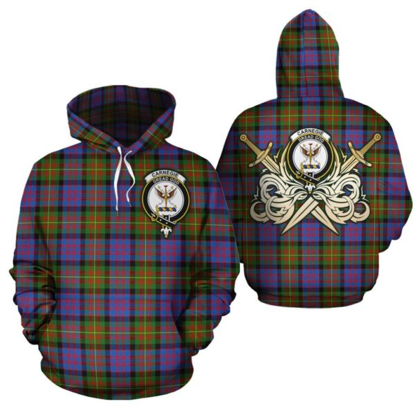 Carnegie Ancient Clan Hoodie, Scottish Tartan Carnegie Ancient Clans Hoodie Gold Thistle Style