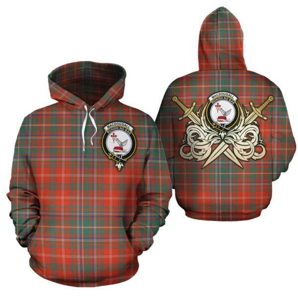 MacDougall Ancient Clan Hoodie, Scottish Tartan MacDougall Ancient Clans Hoodie Gold Thistle Style