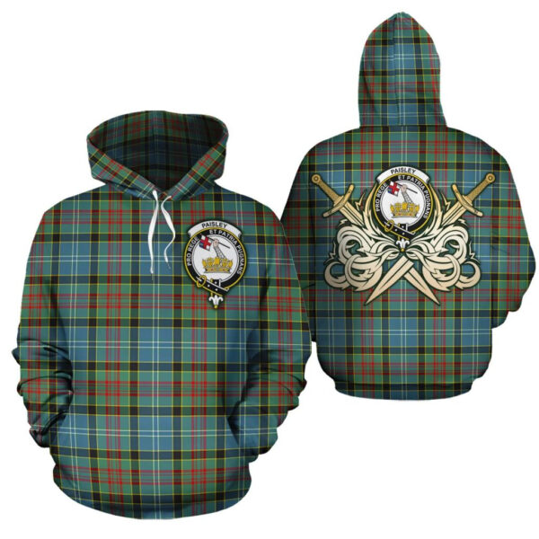 Paisley Clan Hoodie, Scottish Tartan Paisley Clans Hoodie Gold Thistle Style