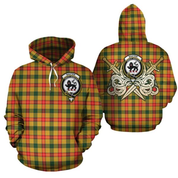 Baxter Clan Hoodie, Scottish Tartan Baxter Clans Hoodie Gold Thistle Style