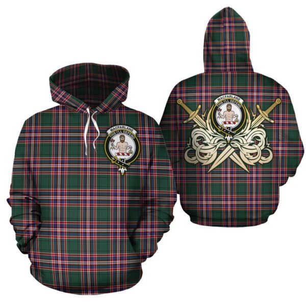 MacFarlane Hunting Modern Clan Hoodie, Scottish Tartan MacFarlane Hunting Modern Clans Hoodie Gold Thistle Style