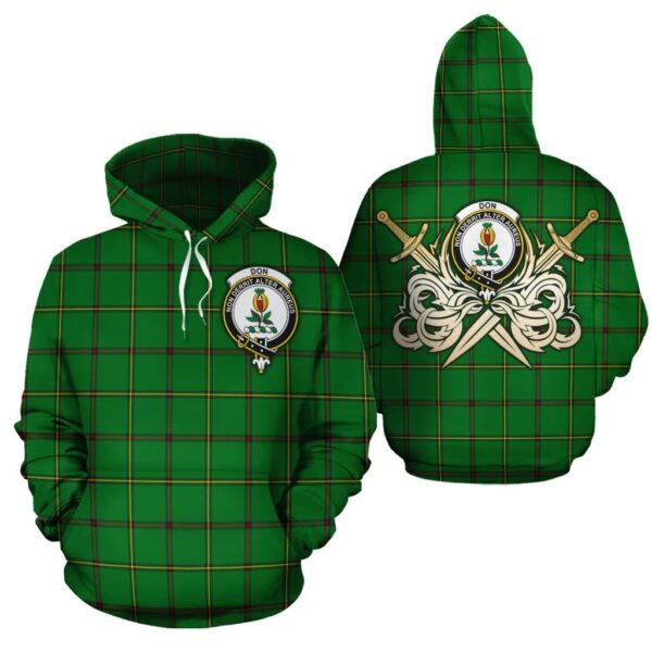 Don Clan Hoodie, Scottish Tartan Don Clans Hoodie Gold Thistle Style