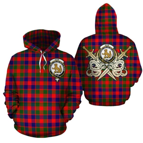 Gow Modern Clan Hoodie, Scottish Tartan Gow Modern Clans Hoodie Gold Thistle Style