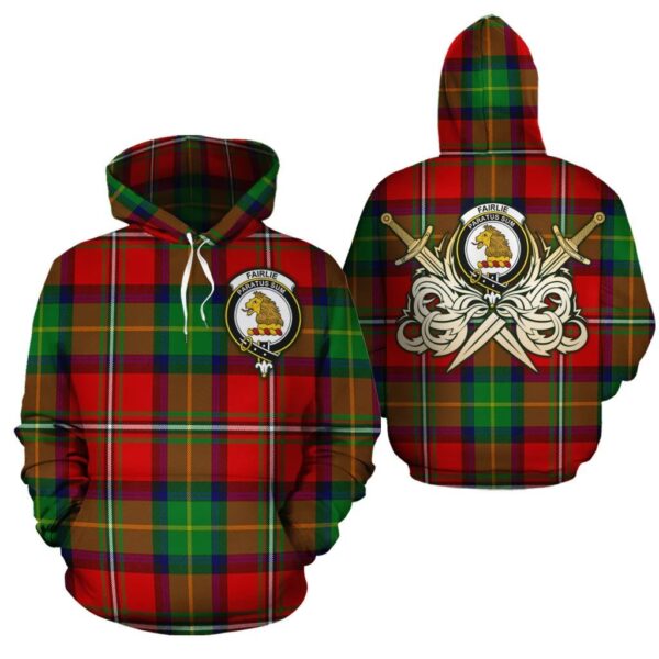 Fairlie Modern Clan Hoodie, Scottish Tartan Fairlie Modern Clans Hoodie Gold Thistle Style