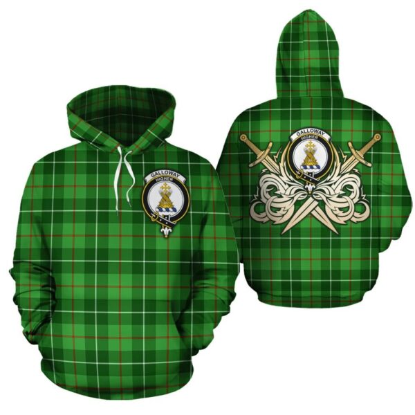 Galloway Clan Hoodie, Scottish Tartan Galloway Clans Hoodie Gold Thistle Style