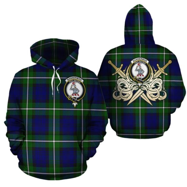 Bannerman Clan Hoodie, Scottish Tartan Bannerman Clans Hoodie Gold Thistle Style