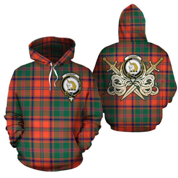 Stewart of Appin Ancient Clan Hoodie, Scottish Tartan Stewart of Appin Ancient Clans Hoodie Gold Thistle Style