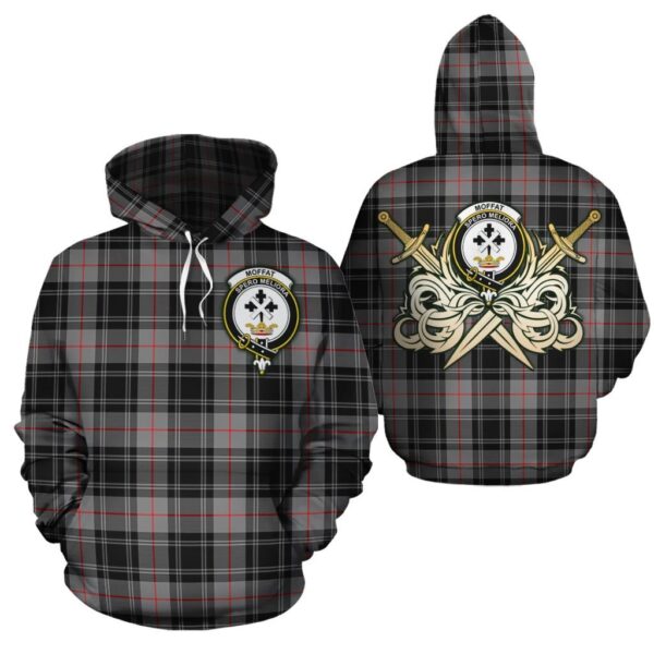 Moffat Modern Clan Hoodie, Scottish Tartan Moffat Modern Clans Hoodie Gold Thistle Style