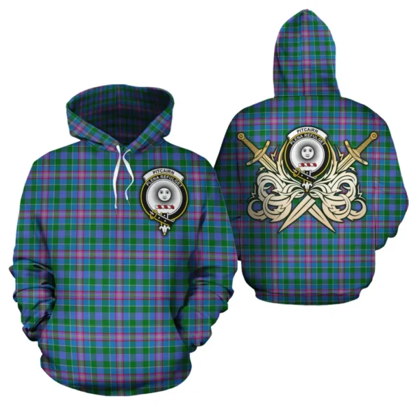 Pitcairn Hunting Clan Hoodie, Scottish Tartan Pitcairn Hunting Clans Hoodie Gold Thistle Style