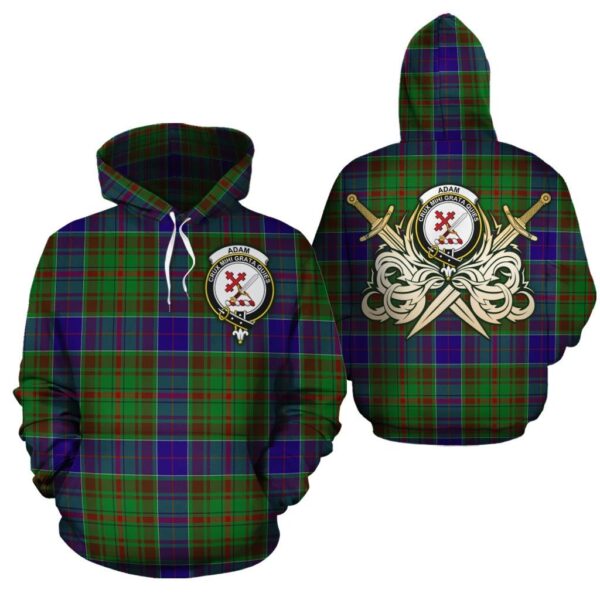 Adam Clan Hoodie, Scottish Tartan Adam Clans Hoodie Gold Thistle Style