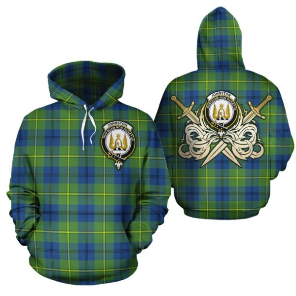 Johnston Ancient Clan Hoodie, Scottish Tartan Johnston Ancient Clans Hoodie Gold Thistle Style