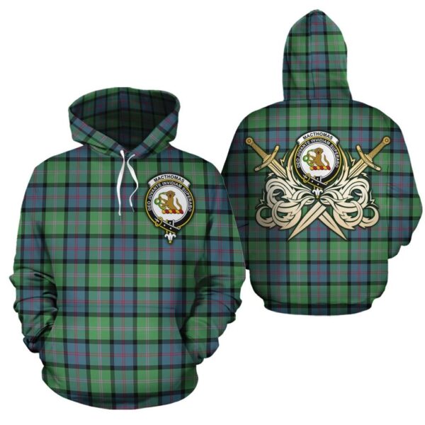 MacThomas Ancient Clan Hoodie, Scottish Tartan MacThomas Ancient Clans Hoodie Gold Thistle Style