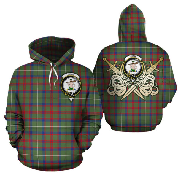 Shaw Green Modern Clan Hoodie, Scottish Tartan Shaw Green Modern Clans Hoodie Gold Thistle Style