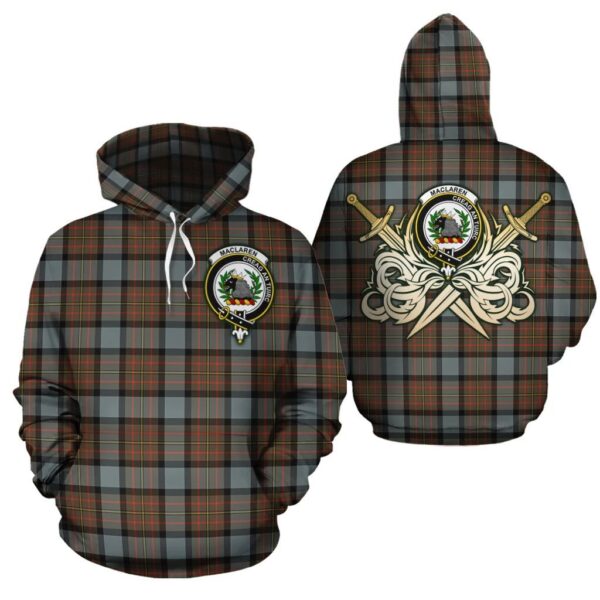 MacLaren Weathered Clan Hoodie, Scottish Tartan MacLaren Weathered Clans Hoodie Gold Thistle Style