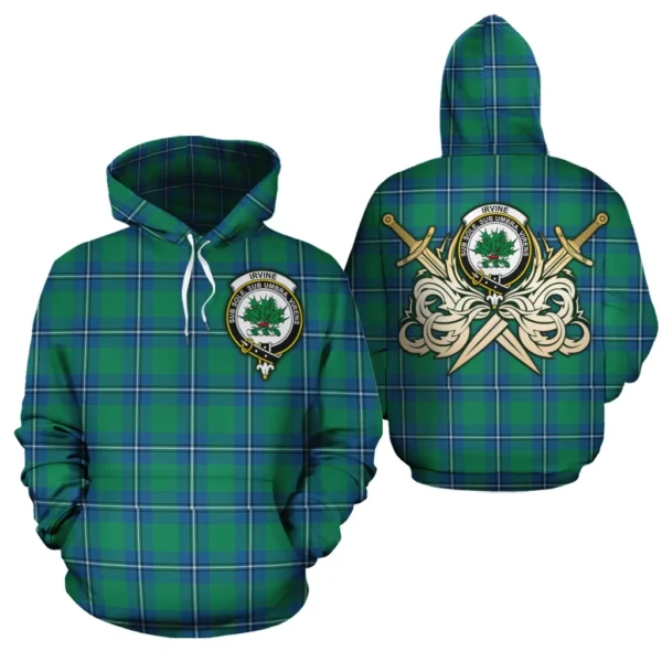 Irvine Ancient Clan Hoodie, Scottish Tartan Irvine Ancient Clans Hoodie Gold Thistle Style